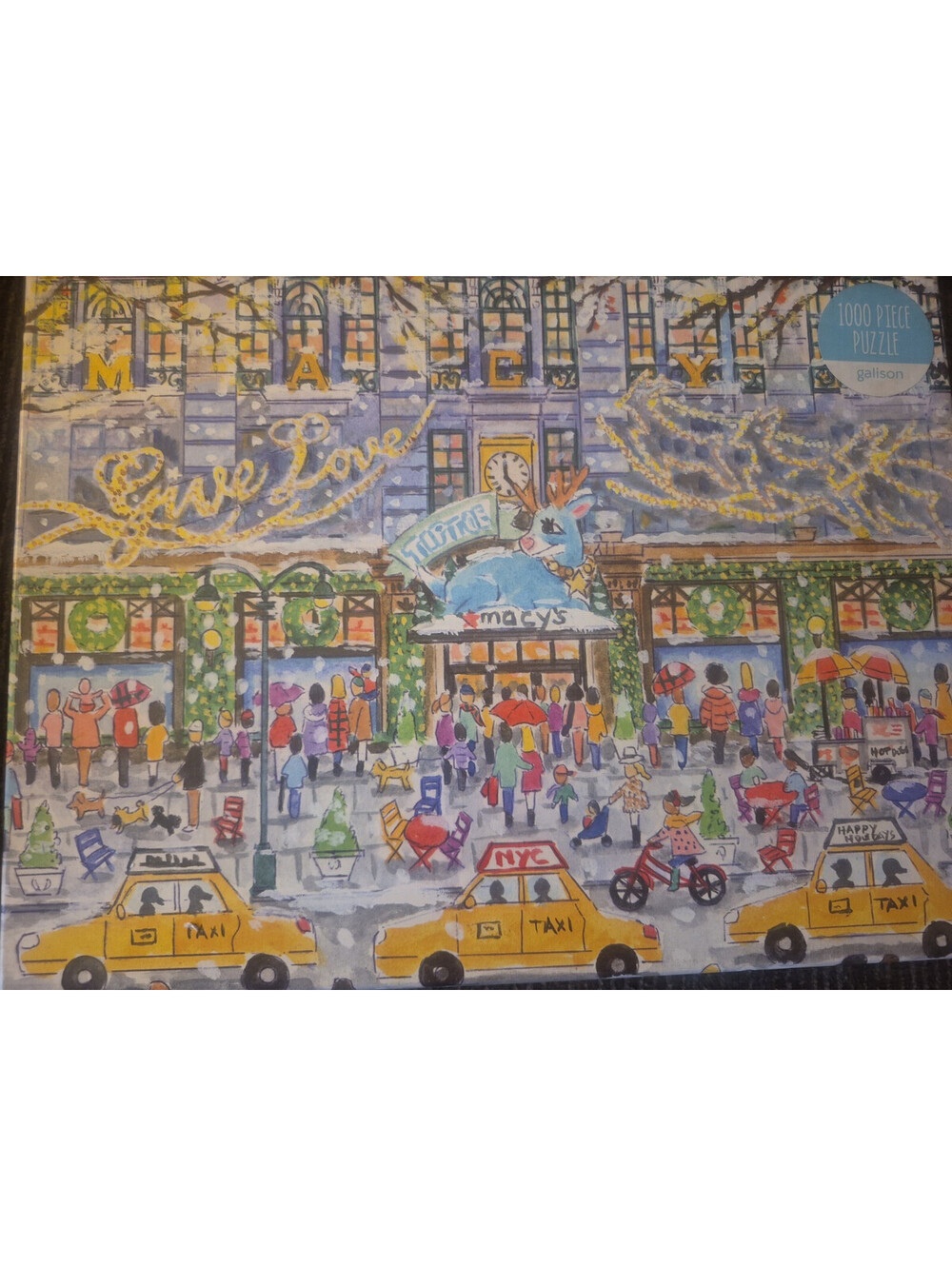 1000 Piece Jigsaw Puzzle Macy's Give Love by Michael Storrings NY Holiday Winter